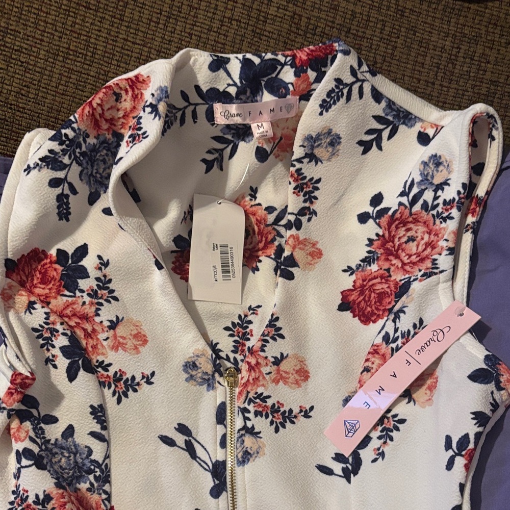 Floral Zip-Up dress with split in the front